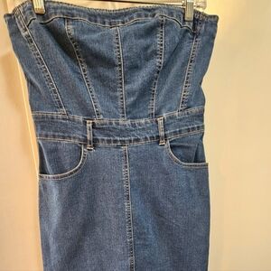 Forever 21 Denim Tube Midi Dress